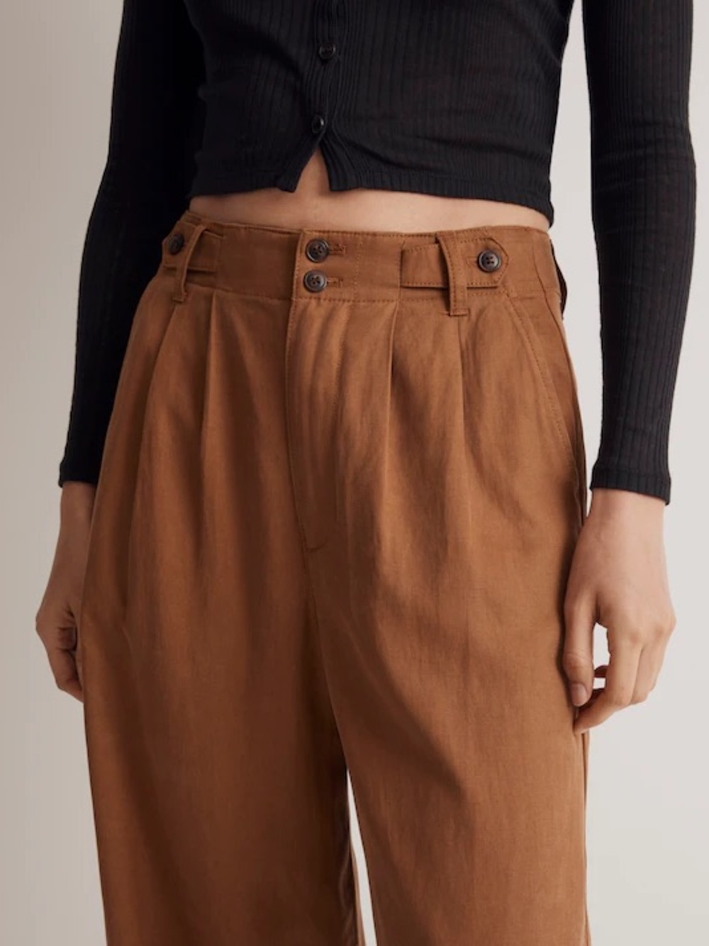 Madewell The Petite Harlow Wide Leg Pant Acorn Chestnut Trousers Size 8 - Picture 5 of 11